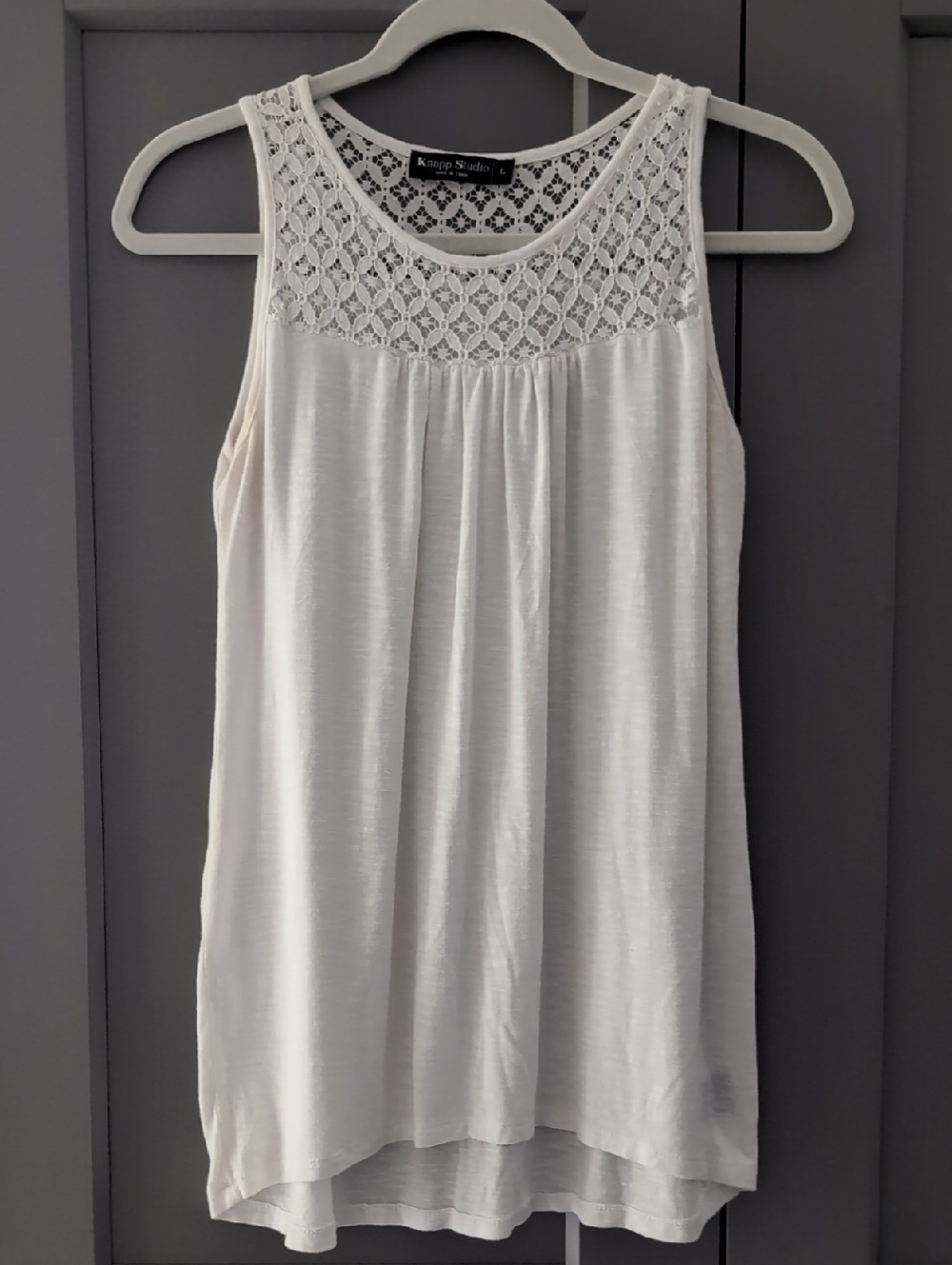 Knapp Studio Cream Crochet-Yoke Tank Top
